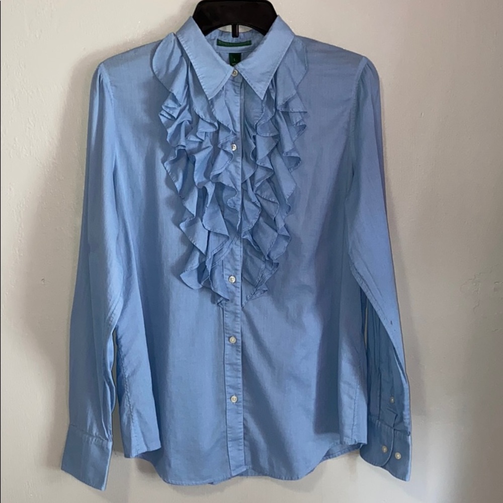 Ralph Lauren ruffle button down shirt